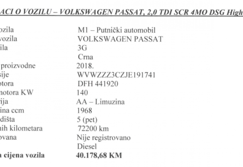 Limuzina na prodaji - O mostarskoj limuzini nema priče: Gradonačelnica Sarajeva konačno prodaje Passata